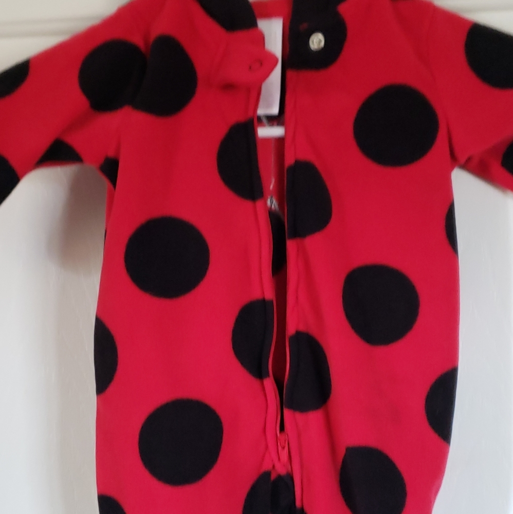 A flannel ladybug onsie